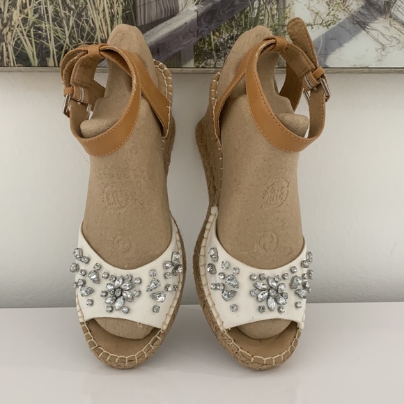 White Mountain Natural Rhinestone Wedges/Espadrilles size 9.5 - Picture 4 of 17
